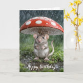 Birthday Mouse Under a Toadstool Karte (Gelbe Blume)