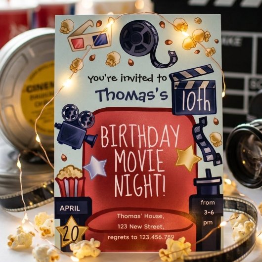 Birthday movie night Invitation Einladung
