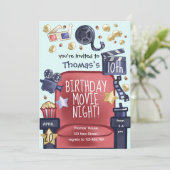 Birthday movie night Invitation Einladung (Stehend Vorderseite)