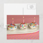 Birthday Muffins mit Eis, Sprinklen und Postkarte (Vorne/Hinten)