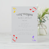 Birthday Music Notes Invitation Einladung (Stehend Vorderseite)