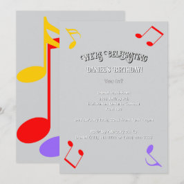Birthday Music Notes Invitation Einladung