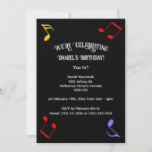 Birthday Music Notes Invitation Einladung (Vorderseite)