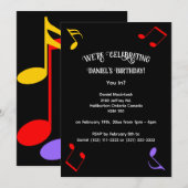 Birthday Music Notes Invitation Einladung (Vorne/Hinten)