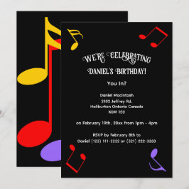 Birthday Music Notes Invitation Einladung
