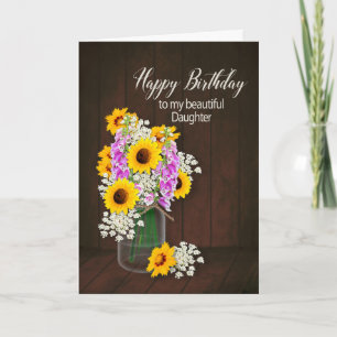 BIRTHDAY -  MY DAUGHTER - COUNTRY FLOWERS/VASE KARTE