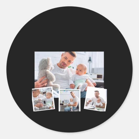 Birthday Name Age Photo Collage T Shirt Runder Aufkleber (Vorderseite)