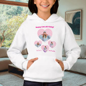Birthday name age photo heart collage girl pink hoodie