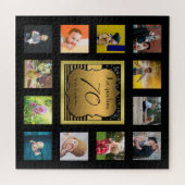 Birthday Name Year Foto Schwarzes Gold Puzzle (Horizontal)
