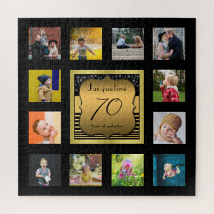 Birthday Name Year Foto Schwarzes Gold Puzzle