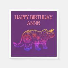 Birthday Napkins Dinosaur Art, Mandala Dinosaurier Serviette