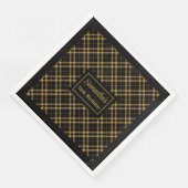 Birthday Napkins Luxe Black Gold Individuelle Name Serviette (Ecke)