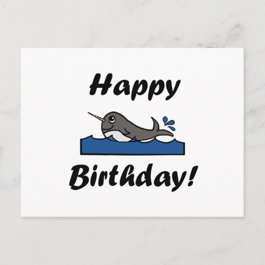 Birthday Narwhal Postkarte (Vorderseite)