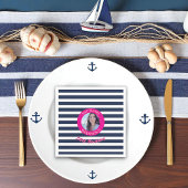 Birthday Nautic Foto Napkins Pink Serviette
