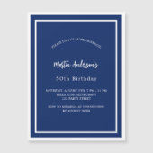 Birthday navin blau weiße minimalistische Luxus Magneteinladung (Vorderseite)