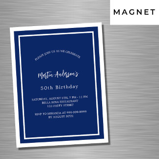 Birthday navin blau weiße minimalistische Luxus Magneteinladung