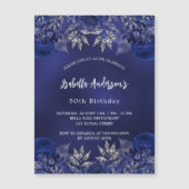 Birthday navin blauen Blumen eleganter Luxus Magneteinladung (Vorderseite)