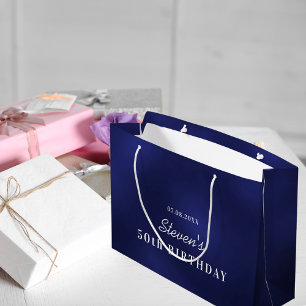 Birthday navin blauen Monogramm modern Große Geschenktüte