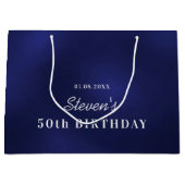 Birthday navin blauen Monogramm modern Große Geschenktüte (Vorderseite)