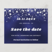 Birthday navin blue silber rett date card (Vorderseite)