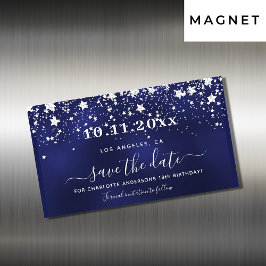 Birthday navin blue silber rett Date Magnet