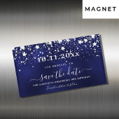Birthday navin blue silber rett Date Magnet