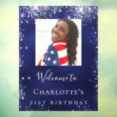 Birthday navvin blue silber Glitzer Foto Empfang Fensteraufkleber (Blatt 3)