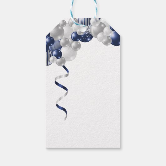 Birthday Navy Balloon Geschenkanhänger (Rückseite)