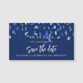 Birthday navy blauen Konfetti speichern Sie das Da Magnetkarte (Vorderseite)