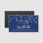 Birthday navy blauen Konfetti speichern Sie das Da Magnetkarte (Vorne/Hinten)