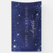 Birthday navy blue glitter dust monogram banner (Vertikal)