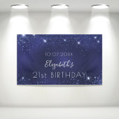 Birthday navy blue glitter dust monogram banner