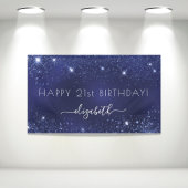 Birthday navy blue glitter dust monogram banner