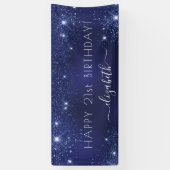 Birthday navy blue glitter dust monogram banner (Vertikal)