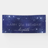Birthday navy blue glitter dust monogram banner (Horizontal)