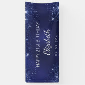 Birthday navy blue glitter dust monogram banner (Vertikal)