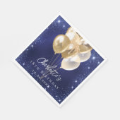 Birthday navy blue glitter gold balloons luncheon serviette (Ecke)