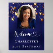 Birthday navy blue gold stars arch photo welcome poster (Vorne)