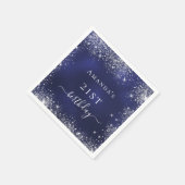 Birthday navy blue silver glitter dust monogram serviette (Ecke)
