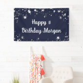 Birthday Navy Blue Stars Script Personalisiert Banner (Insitu)