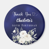 Birthday navy blue white flowers Thank You Magnet (Vorne)