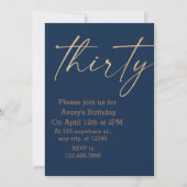 Birthday Navy und Gold Einladung (Vorderseite)