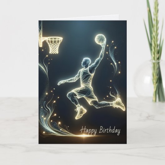 Birthday Neon Basketball Player Karte (Vorderseite)