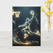 Birthday Neon Basketball Player Karte (Gelbe Blume)