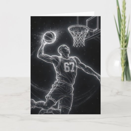 Birthday Neon Basketball Player Number 67 Karte (Vorderseite)