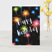 Birthday Neon Feuerwerk auf schwarz Karte (Gelbe Blume)
