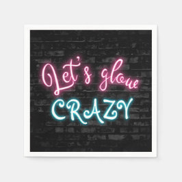 Birthday Neon Glow Sign on Brick Wall Serviette