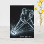 Birthday Neon Hockey Player On Ice Karte (Gelbe Blume)