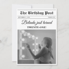 Birthday Newspapier Spaß Schwarz & Weiß Foto Dankeskarte