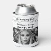 Birthday Newspapier Spaß Schwarz & Weiß Foto Dosenkühler (Kanne Vorderseite)